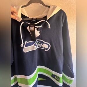 Seahawks lace up Navy and Lime Hoodie